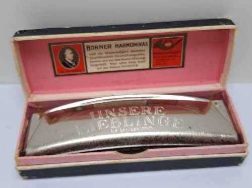 Vintage M.Hohner Harmonika UNSERE LIEBLINGE in Original Box.32 Holes