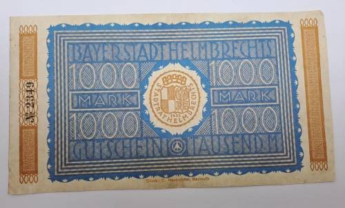 Rare Helmbrechts 1000 Mark o. Jahr Bayern, Gutschein,Stadt (Notgeld)