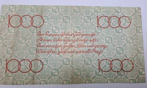 Rare Helmbrechts 1000 Mark o. Jahr Bayern, Gutschein,Stadt (Notgeld)