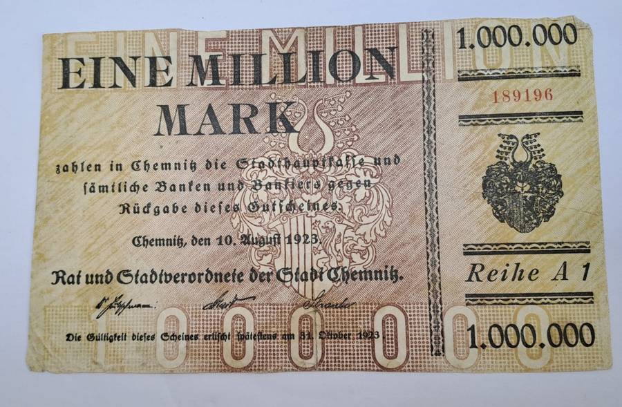 Germany -1923 -1.000.000 Mark District of  Chemnitz(Federal state of Saxony)