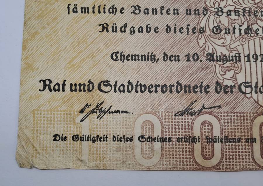 Germany -1923 -1.000.000 Mark District of  Chemnitz(Federal state of Saxony)