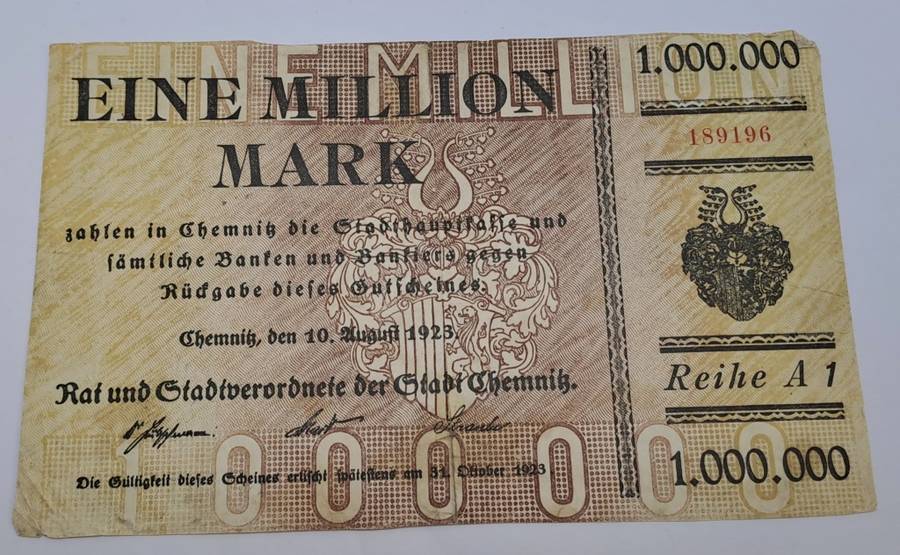 Germany -1923 -1.000.000 Mark District of  Chemnitz(Federal state of Saxony)
