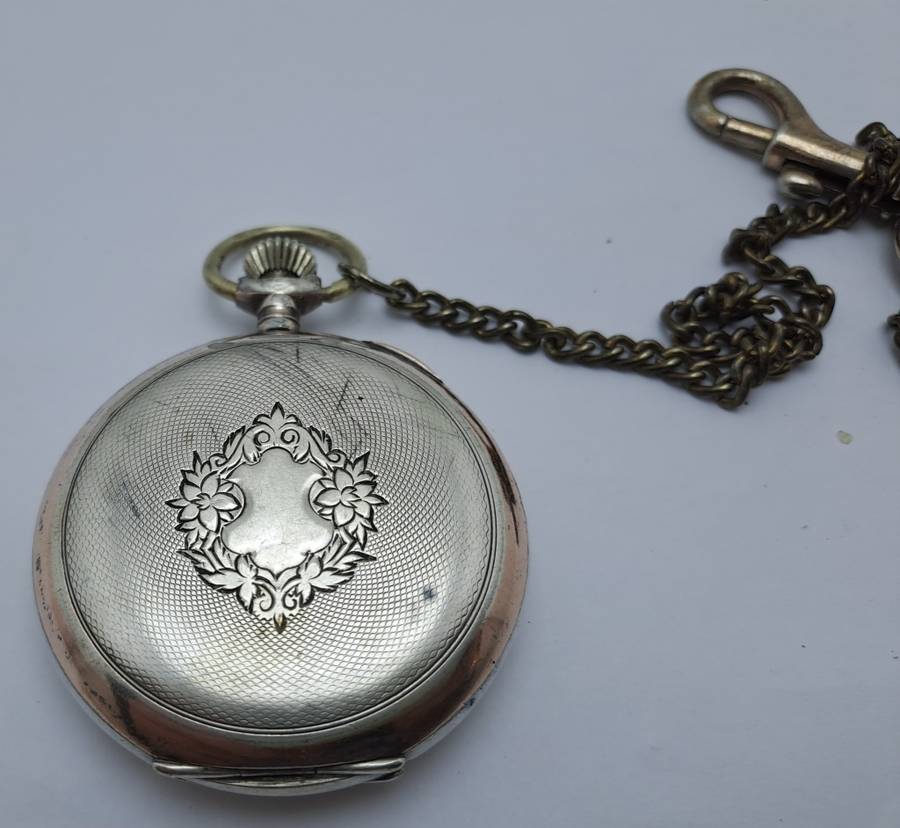 Antique G.Luhdohee Hagen Silver Pocket Watch -with Omega 3890059 Movement -Working