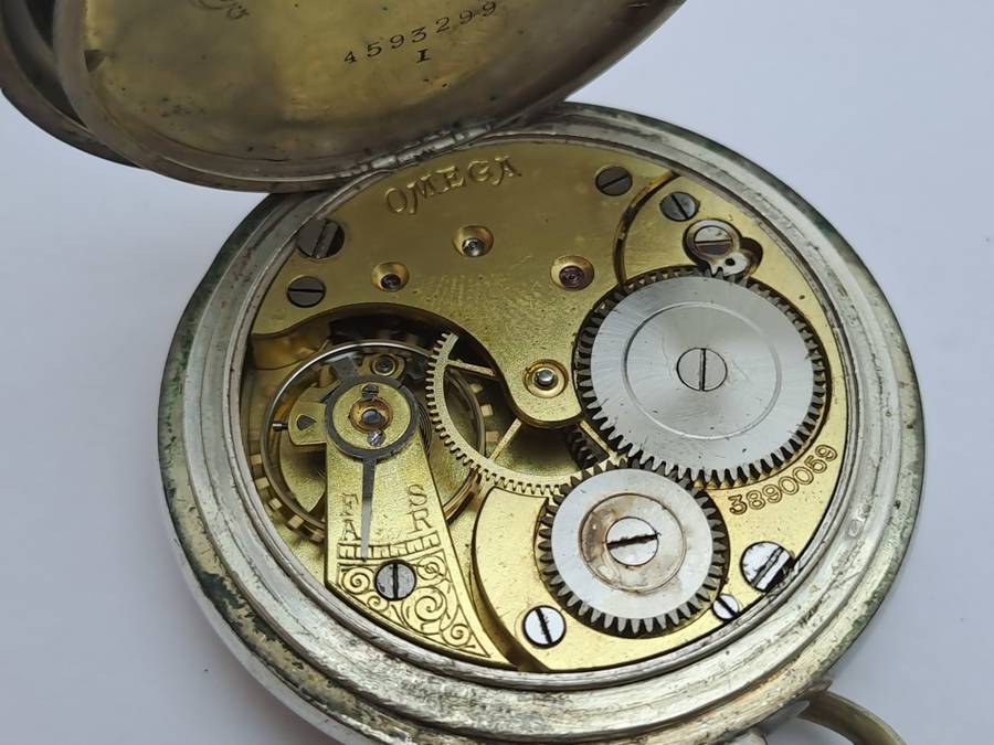 Antique G.Luhdohee Hagen Silver Pocket Watch -with Omega 3890059 Movement -Working