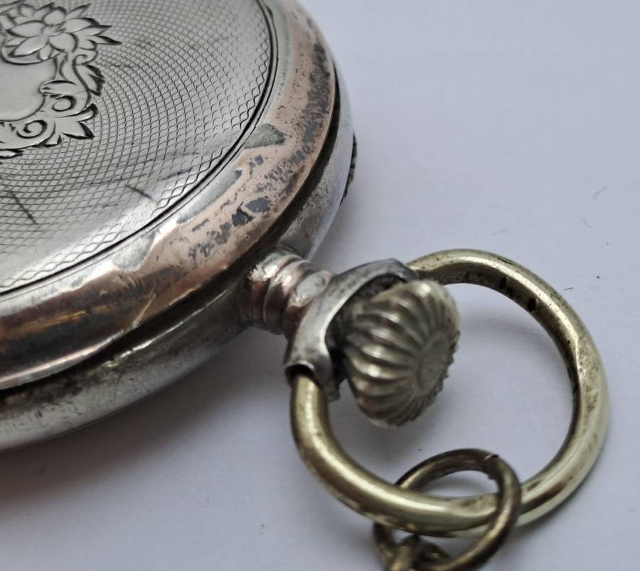 Antique G.Luhdohee Hagen Silver Pocket Watch -with Omega 3890059 Movement -Working