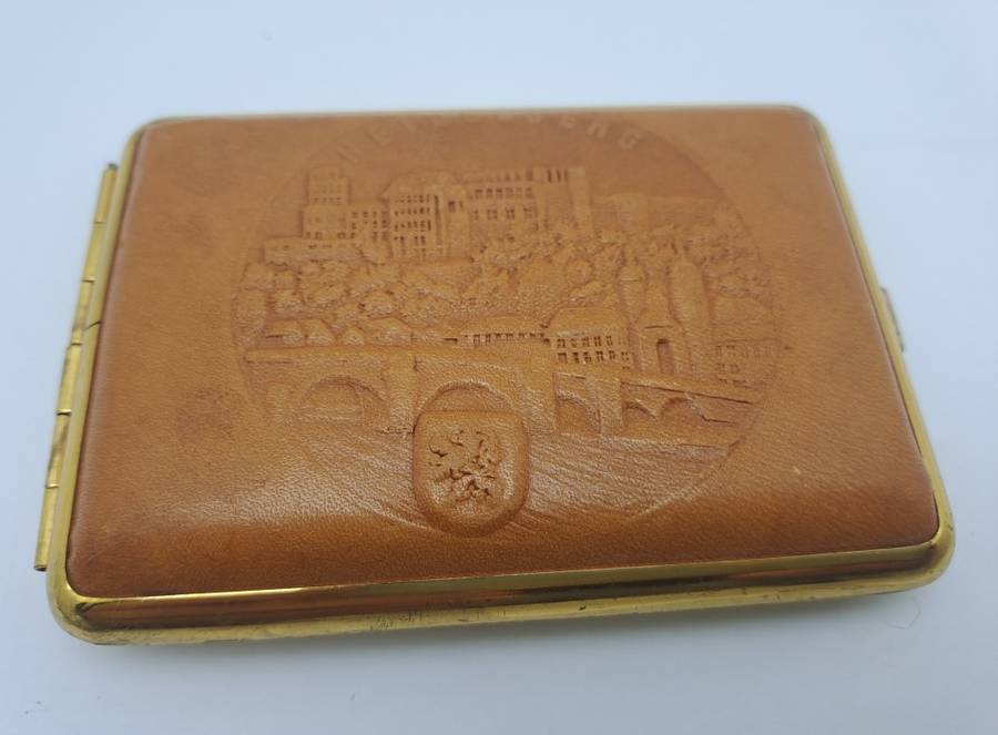 Vintage Leather covered Cigarette Case-Heidelberg Germany
