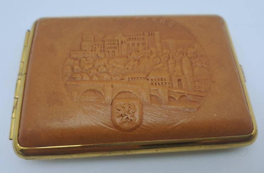 Vintage Leather covered Cigarette Case-Heidelberg Germany
