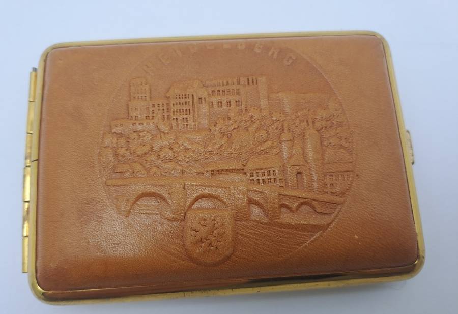 Vintage Leather covered Cigarette Case-Heidelberg Germany