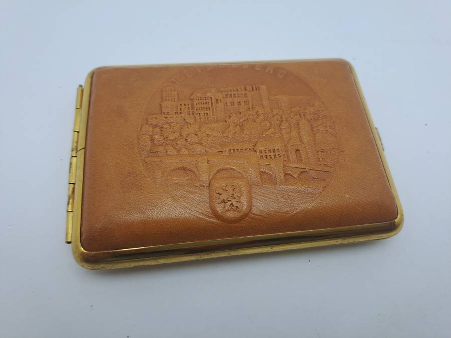 Vintage Leather covered Cigarette Case-Heidelberg Germany