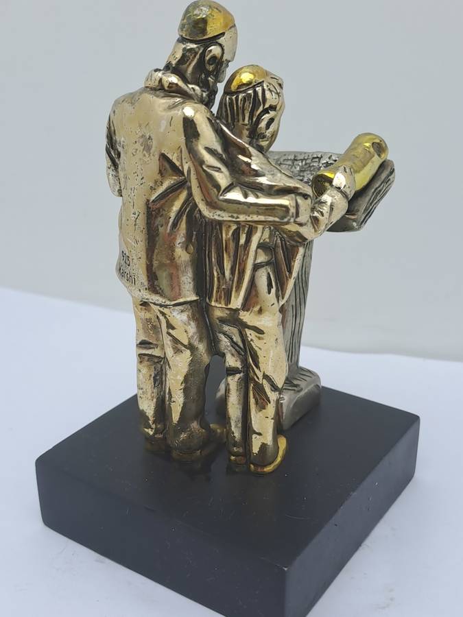 Collectable 925 sterling Silver Figurine of Rabbi and Boy Reading Torah- by H.Karshi