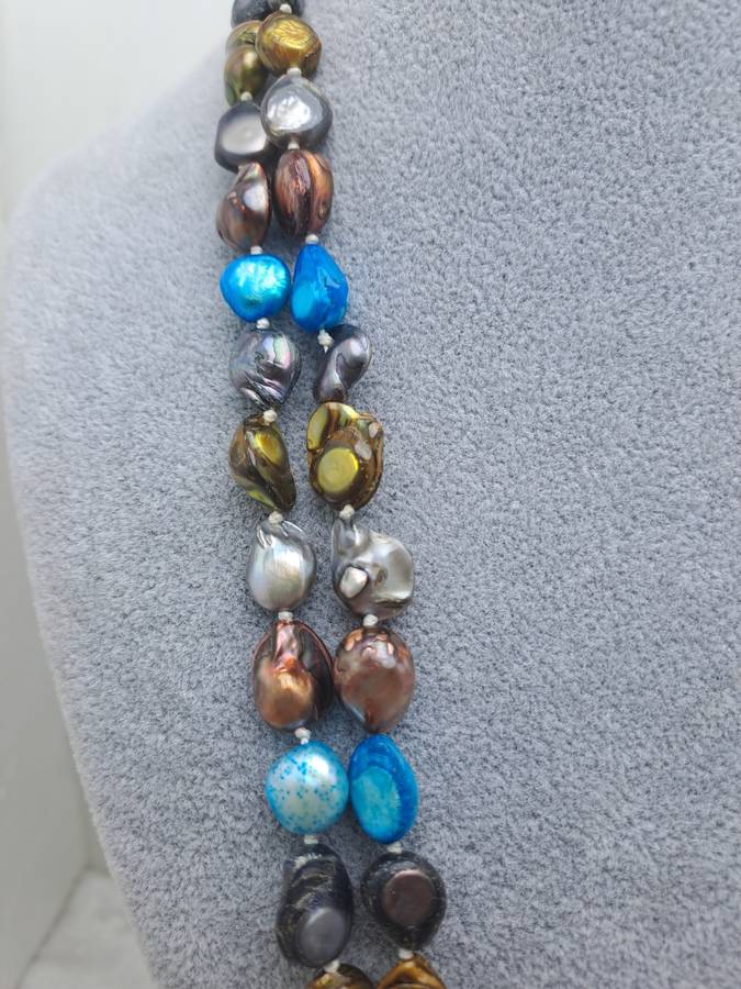 Beautiful Vintage Genuine Multi Color Fresh water Pearl Necklace -1,5 Meters Long (150cm)