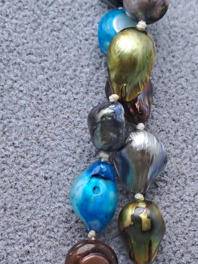 Beautiful Vintage Genuine Multi Color Fresh water Pearl Necklace -1,5 Meters Long (150cm)
