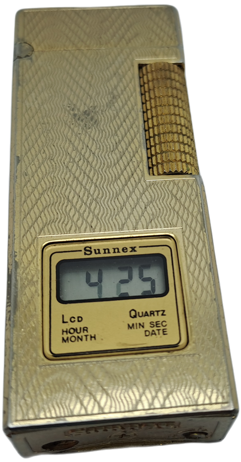 Vintage Sunnex lighter.. with Quartz Clock (Clock working) Lighter Not tested- made in Korea