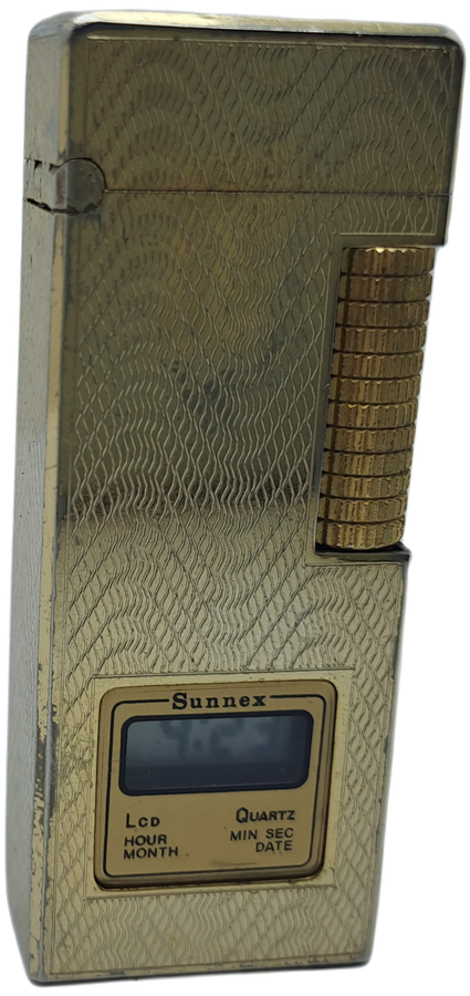 Vintage Sunnex lighter.. with Quartz Clock (Clock working) Lighter Not tested- made in Korea