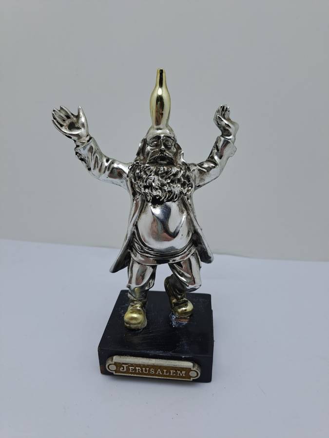Collectable Silver Bottle-Dancing Chassid Statuette Jerusalem Hand Made -.(Repaired)