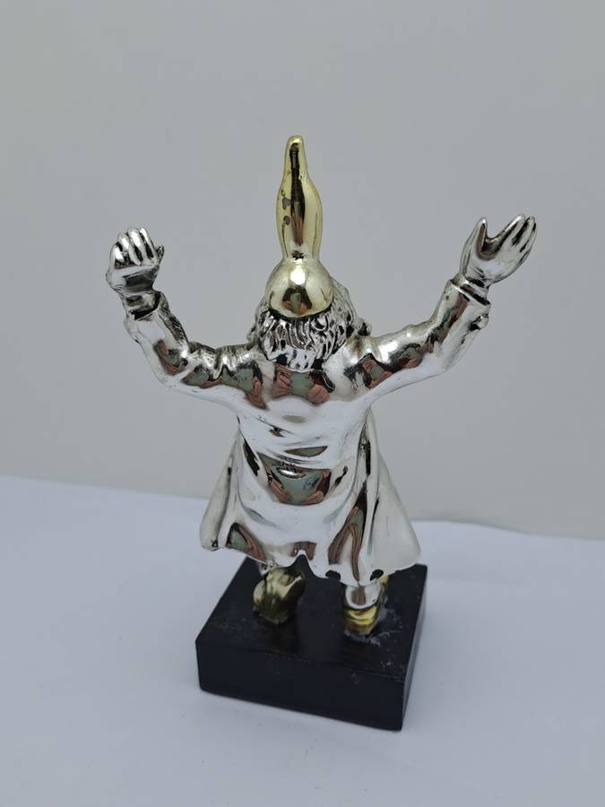 Collectable Silver Bottle-Dancing Chassid Statuette Jerusalem Hand Made -.(Repaired)