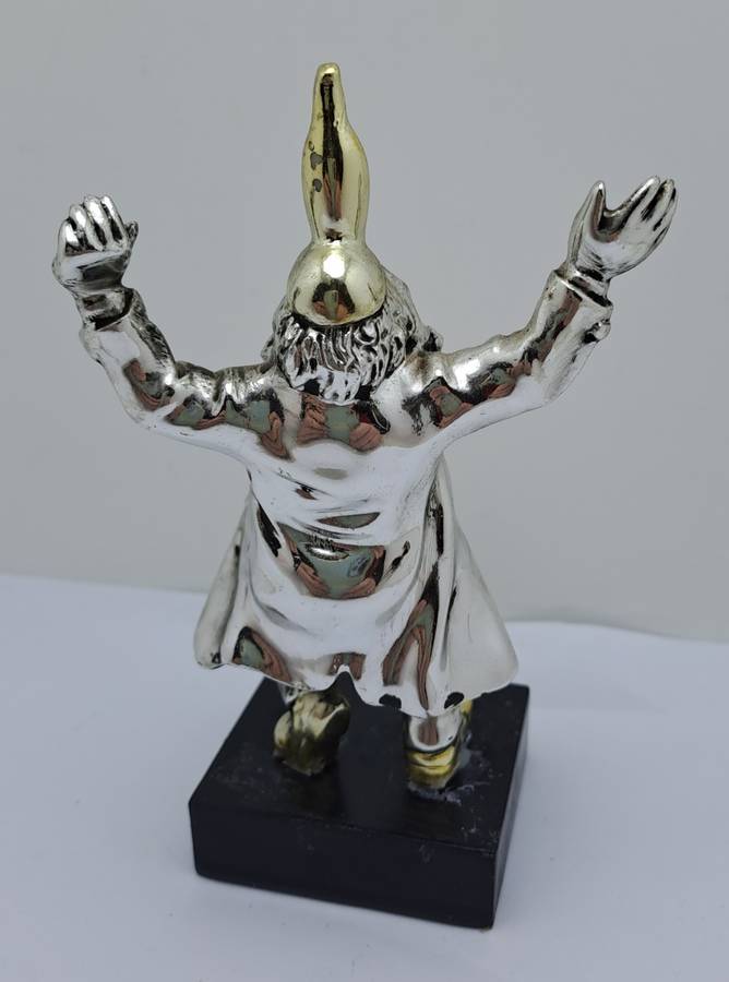 Collectable Silver Bottle-Dancing Chassid Statuette Jerusalem Hand Made -.(Repaired)
