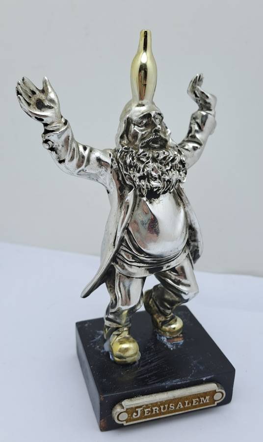 Collectable Silver Bottle-Dancing Chassid Statuette Jerusalem Hand Made -.(Repaired)