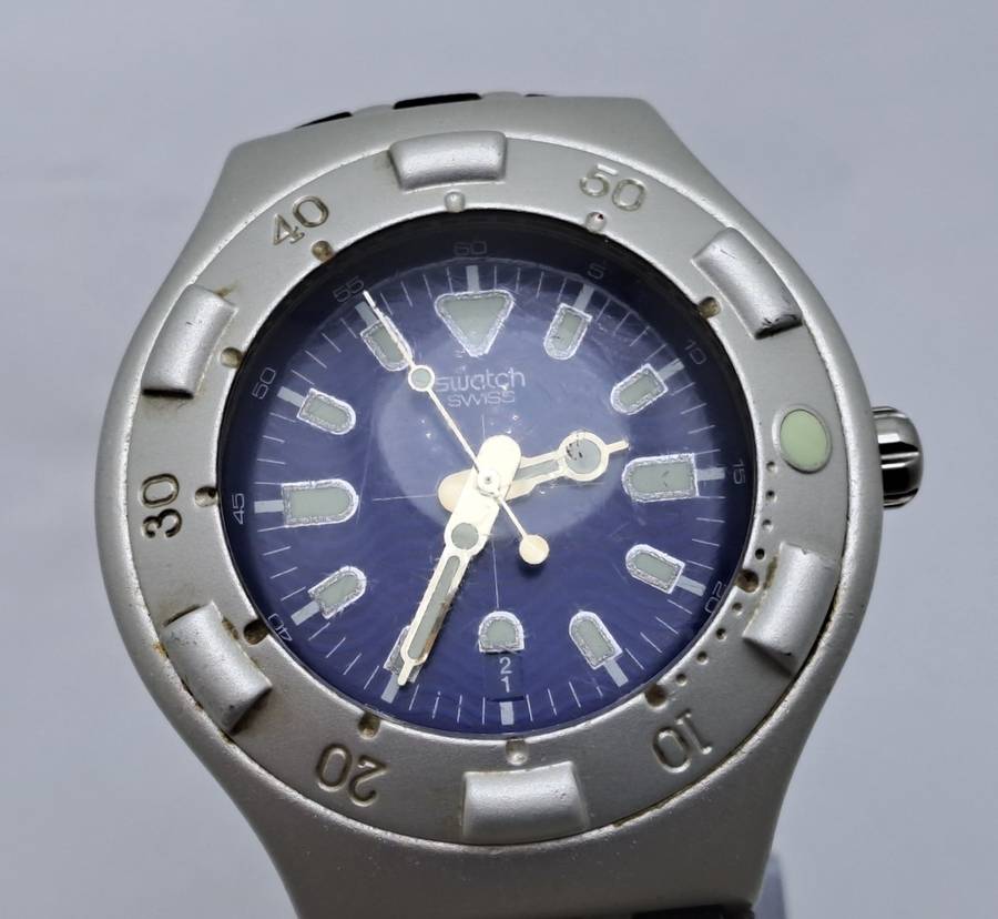Pre-owned Vintage Swatch Irony AG 1999 Scuba Eco Aluminum Swiss Men`s Watch -Working