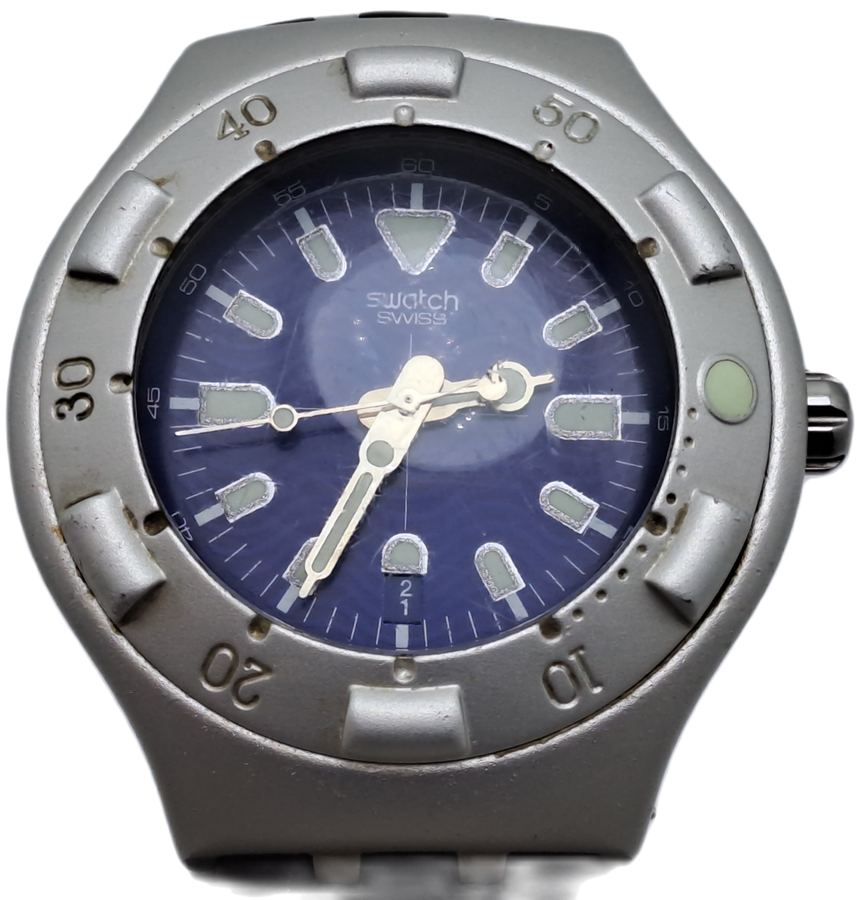 Pre-owned Vintage Swatch Irony AG 1999 Scuba Eco Aluminum Swiss Men`s Watch -Working