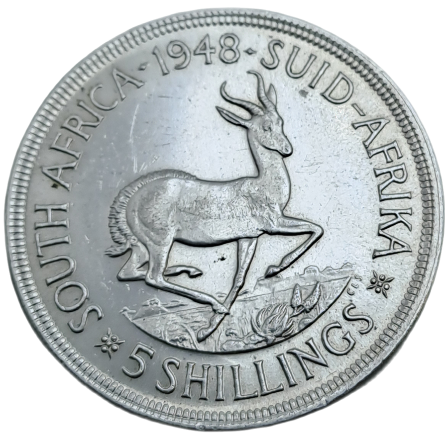 1948 South Africa Silver 5 Shillings - George VI 5 Shillings