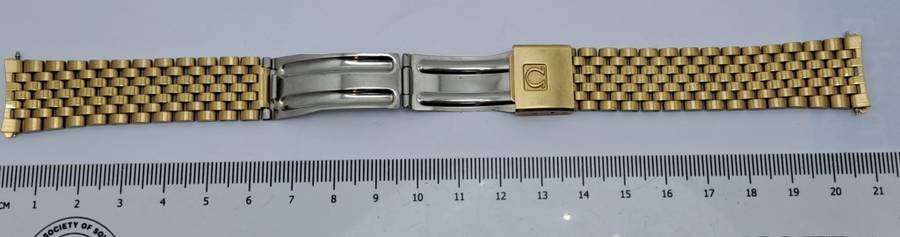 Vintage Original Omega {32 } 1382 Stainless Steel Gold Plated Strap -Used Condition with Pins