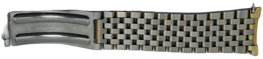 Vintage Original Omega {32 } 1382 Stainless Steel Gold Plated Strap -Used Condition with Pins