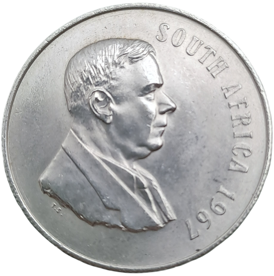 1967 South Africa  SILVER 1 Rand Dr. H.F Verwoerd, English Legend
