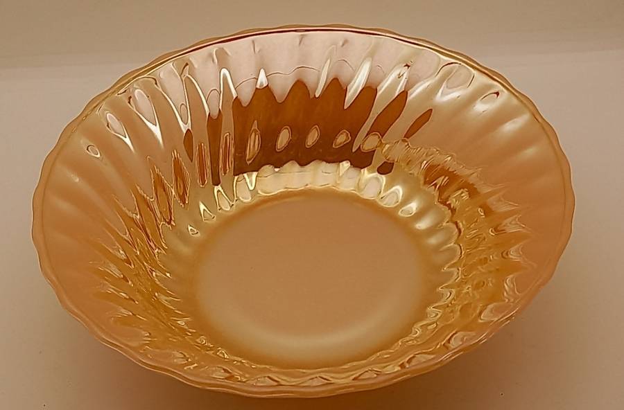 1940 -1950s Vintage Anchor Hocking Fire-King Glass Peach Lusterware SALAD BOWL 6cmx21cm-USA