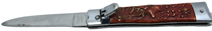 Pre-Owned Flick Folding Knife made in Japan Stainless steel Blade.