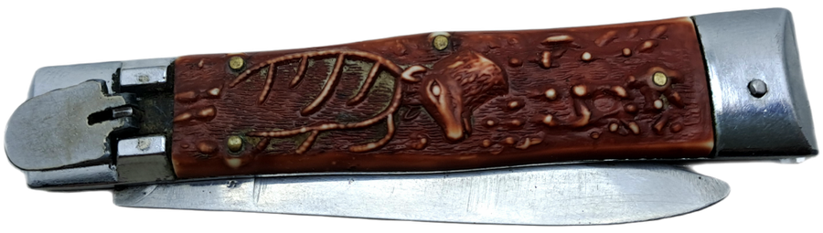 Pre-Owned Flick Folding Knife made in Japan Stainless steel Blade.