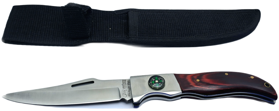 Pre-Owned Columbia Fujunjie USA Folding Knife with Canvas Sheath