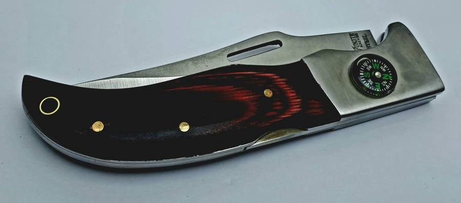 Pre-Owned Columbia Fujunjie USA Folding Knife with Canvas Sheath