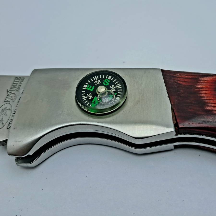 Pre-Owned Columbia Fujunjie USA Folding Knife with Canvas Sheath