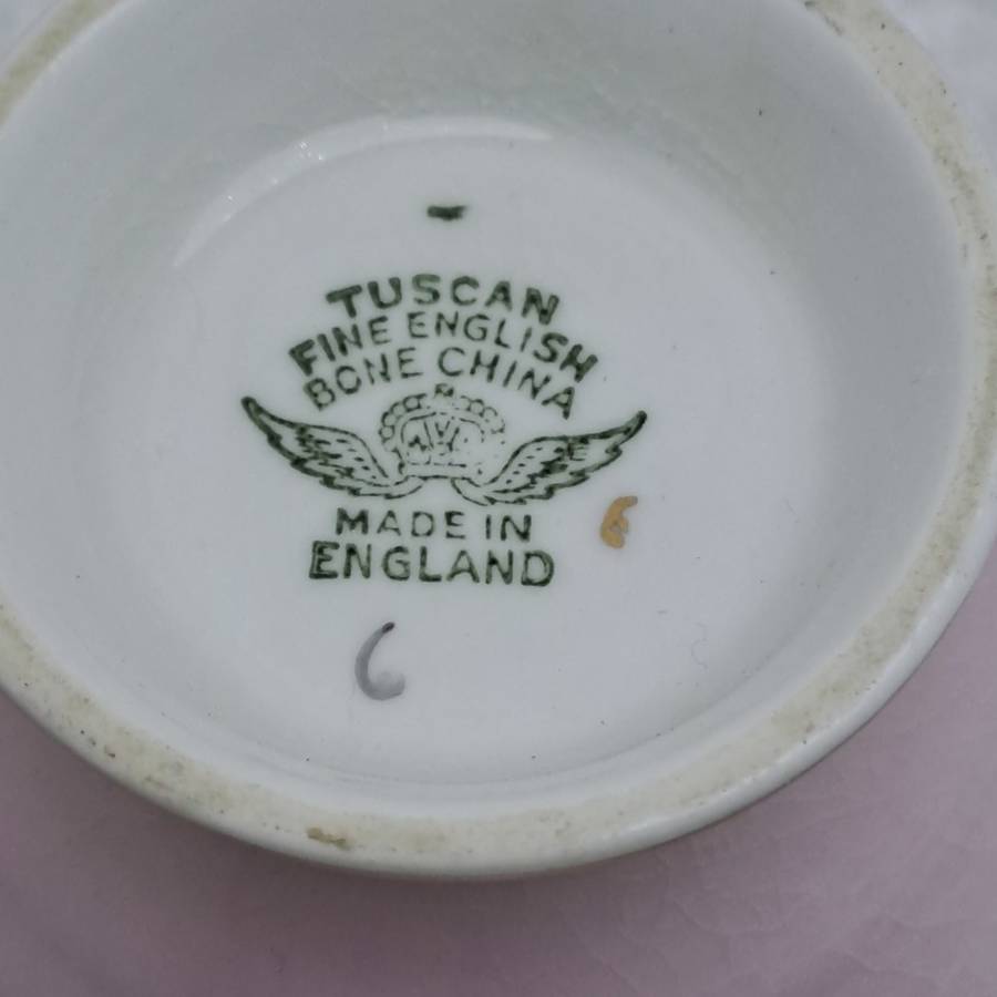 Vintage Royal TUSCAN Pastel Pink Trio Fine English Bone China Pattern C9013 (Cup hairline Crack)