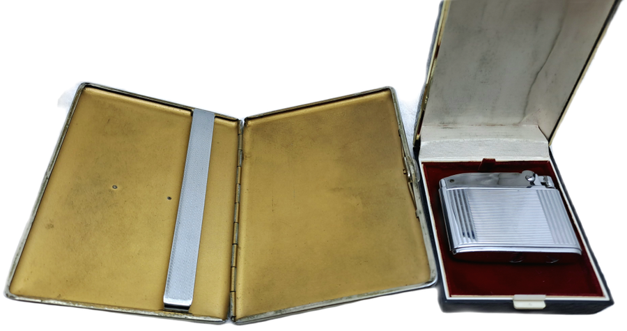 Vintage Cigarette Case with WW2 SAAF Badge and a Ronson Adonis Lighter