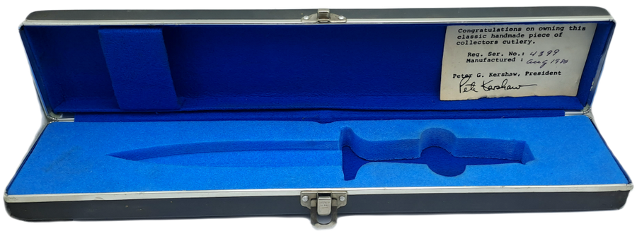 Vintage Metal Kershaw Knife Case with an Unknown Combat Knife