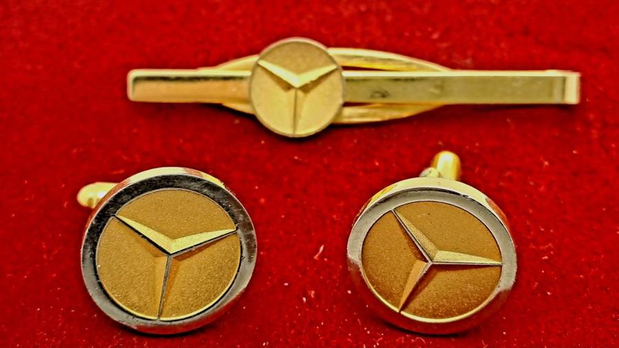 Vintage Mercedes Benz Cufflinks and Tie Clip set -No Box