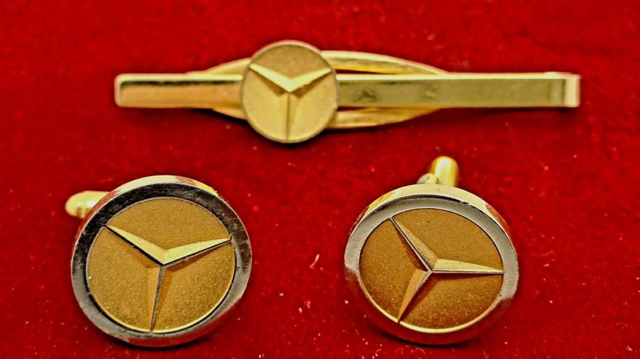 Vintage Mercedes Benz Cufflinks and Tie Clip set -No Box