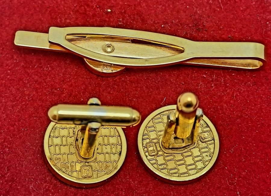 Vintage Mercedes Benz Cufflinks and Tie Clip set -No Box