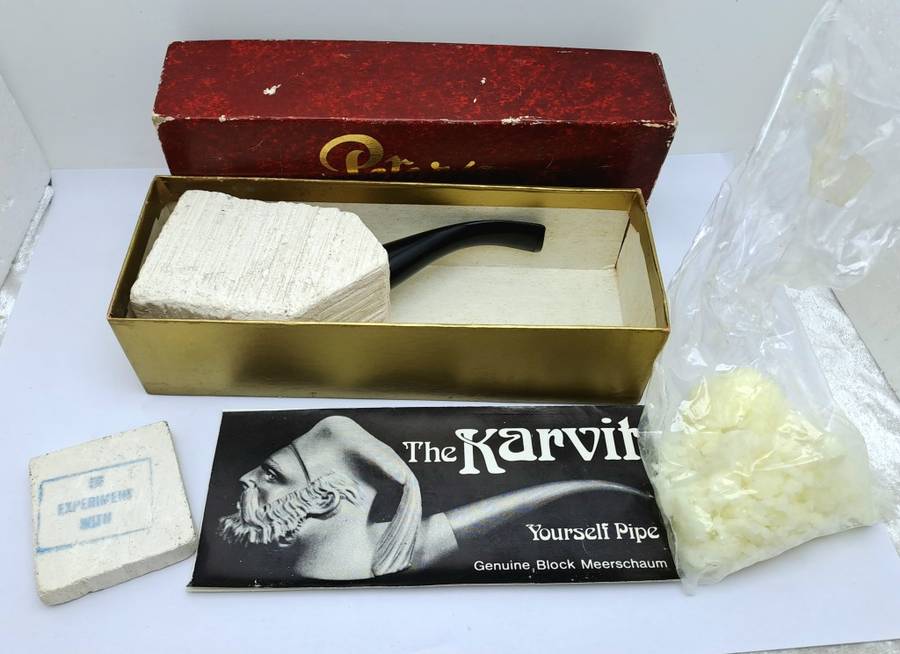 Vintage 1960`s THE KARVIT YOURSELF PIPE kit Genuine Block Meershaum By Peterson Ireland-Uncarved