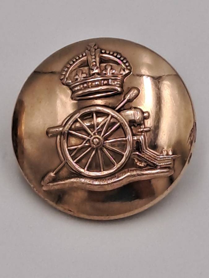 2 Original WW1 Royal Artillery Regiment Tunic Buttons- 26mm-one is missing the pin
