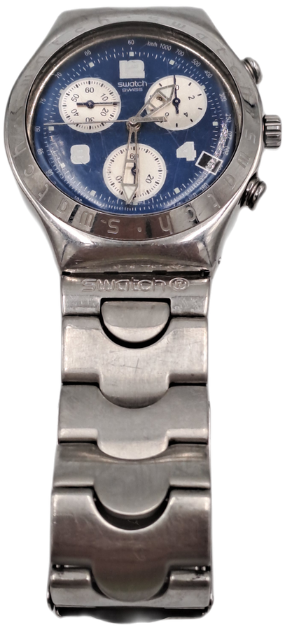 Pre-Owned AG1999 Mens Swiss Swatch IRONY Chrono Mesmeric Blue Watch