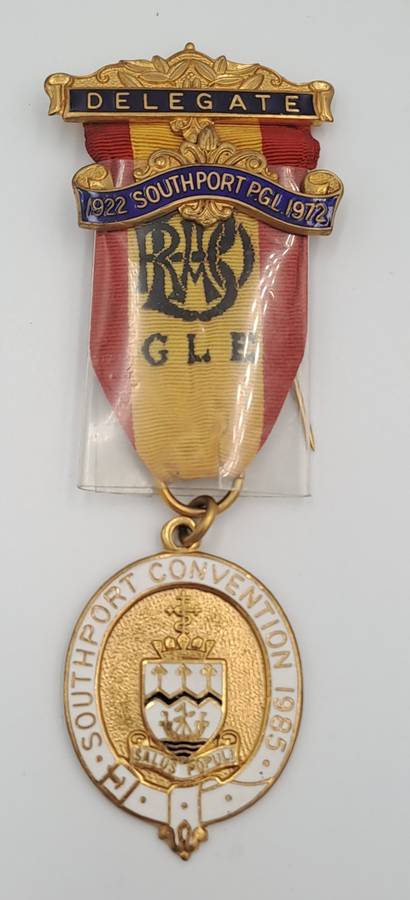 Vintage Delegate 1922-1972 Southport PGL Southport Convention 1985 Masonic Jewel