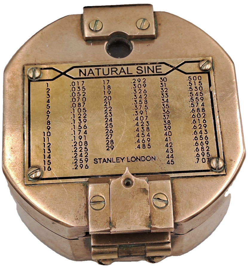 1940`S Stanley London Natural Sine Solid Brass Compass-in Wooden Box
