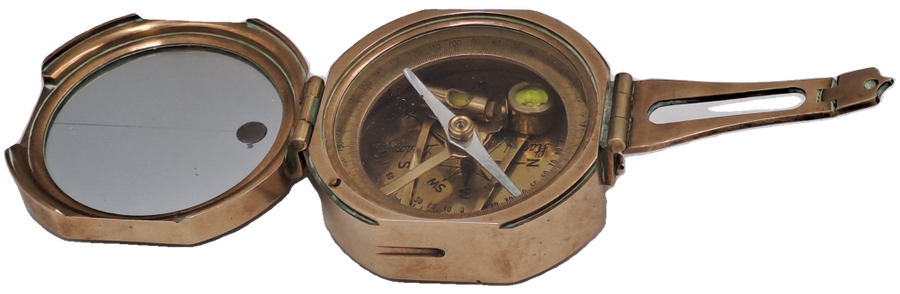 1940`S Stanley London Natural Sine Solid Brass Compass-in Wooden Box