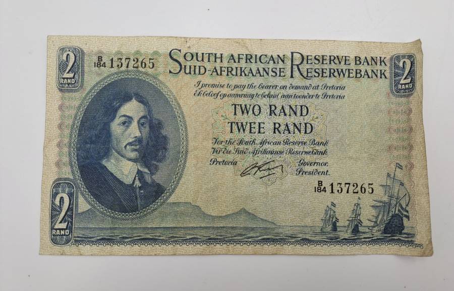 G.Rissik 1962 B184 Prefix - South Africa 2 Rand -Two Rand Bank note Circulated