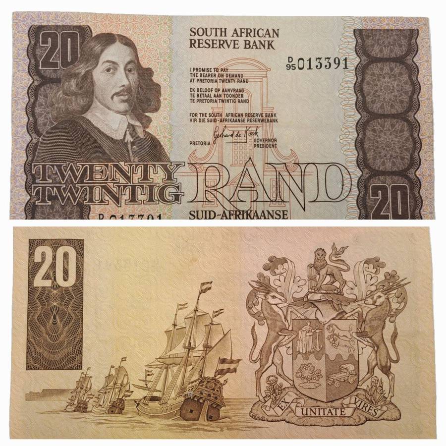 1981 G.P.C. de Kock  -D95 Prefix - South Africa R20-  20 Rand Bank note -