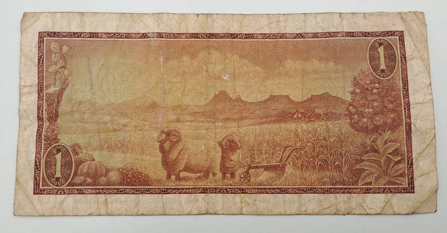 1966 TW de Jongh South Africa 1 Rand- R1 -English -Afrikaans - Prefix A534 -Bank Note