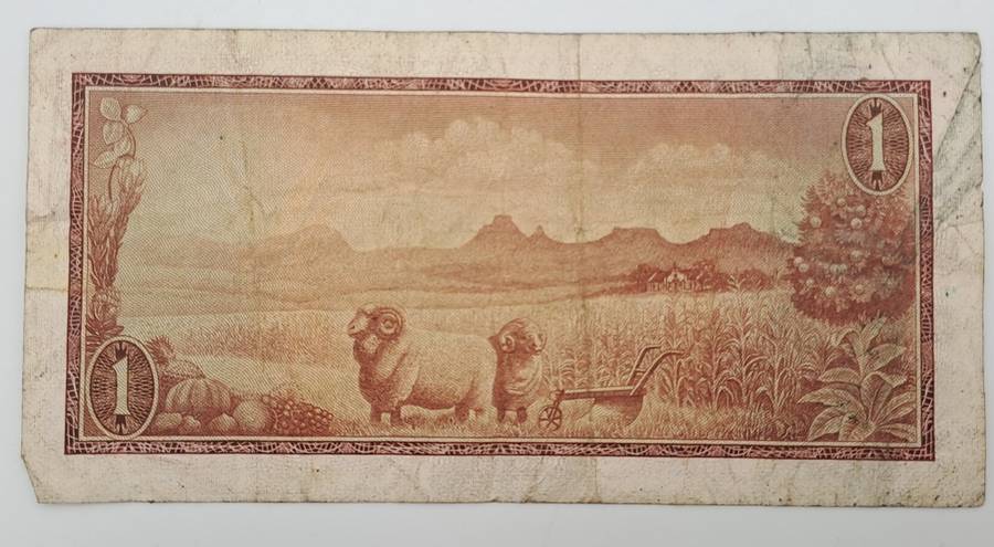 1966 TW de Jongh South Africa 1 Rand- R1 -English -Afrikaans - Prefix A428 -Bank Note